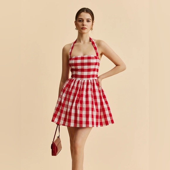 Commense Dresses & Skirts - Plaid Halter Flare Dress